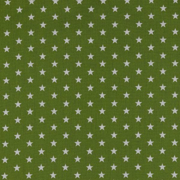Baumwoll Druck Sterne Olive/Weiß  Ø 1 cm